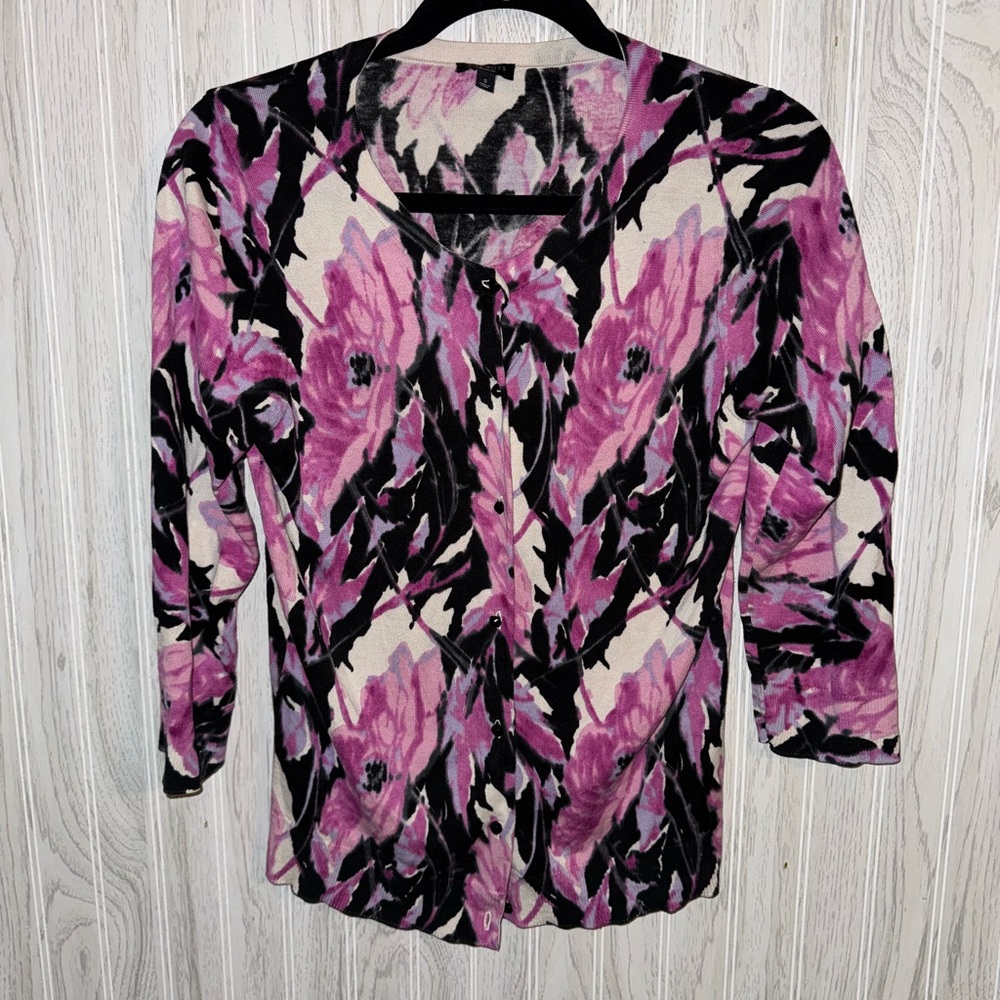 Talbots Pink and Black Graphic Sweater